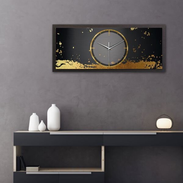 Design-Wanduhr "Golden Paint" aus gebürstetem Aluminium & MDF mit flüsterleisem Uhrwerk | B-Ware
