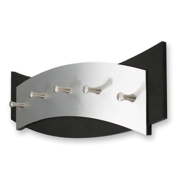 Designer Schl&uuml;sselbrett aus Holz und geb&uuml;rstetem Aluminium in modernem Metallic-Look