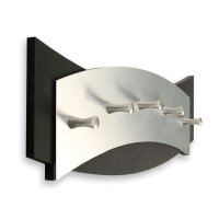 Designer Schl&uuml;sselbrett aus Holz und geb&uuml;rstetem Aluminium in modernem Metallic-Look