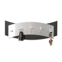 Designer Schl&uuml;sselbrett aus Holz und geb&uuml;rstetem Aluminium in modernem Metallic-Look