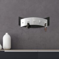 Designer Schl&uuml;sselbrett aus Holz und geb&uuml;rstetem Aluminium in modernem Metallic-Look