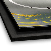 3D Wanduhr "Dark Grey & Waves" aus gebürstetem Aluminium & MDF mit leisem Funk- oder Quarzuhrwerk