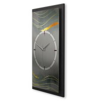 3D Wanduhr "Dark Grey & Waves" aus gebürstetem Aluminium & MDF mit leisem Funk- oder Quarzuhrwerk
