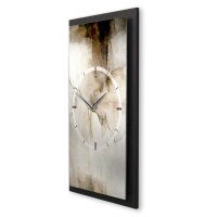 3D Wanduhr "Abstract Bronze" aus gebürstetem Aluminium & MDF mit leisem Funk- oder Quarzuhrwerk