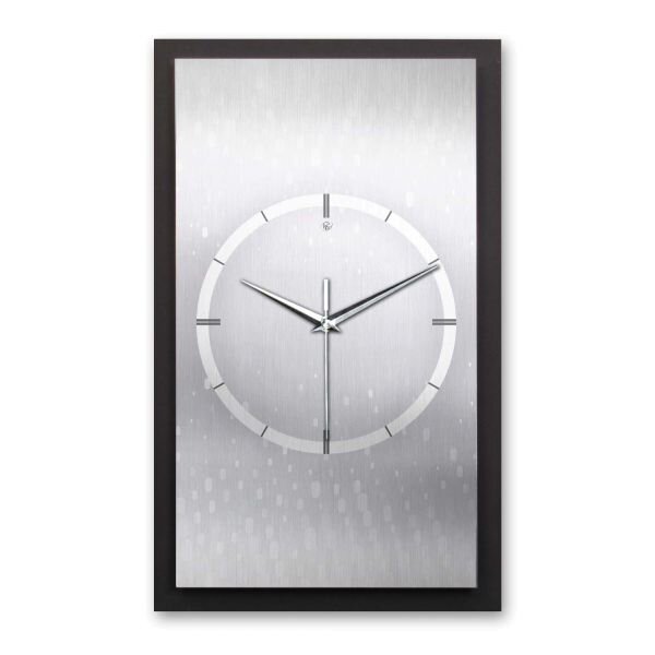 Design-Wanduhr "Shimmering Light" aus geb&uuml;rstetem Aluminium & MDF mit fl&uuml;sterleisem Uhrwerk | B-Ware