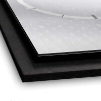 Design-Wanduhr "Shimmering Light" aus geb&uuml;rstetem Aluminium & MDF mit fl&uuml;sterleisem Uhrwerk | B-Ware
