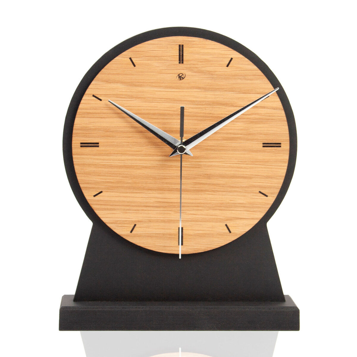 Standuhr „Timeless Brown“ aus Holz – klassisch runde Tisch-Uhr ohne Ticken