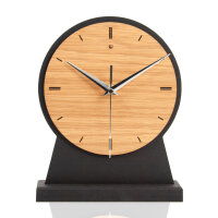 Standuhr „Timeless Brown“ aus Holz – klassisch runde Tisch-Uhr ohne Ticken