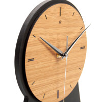 Standuhr „Timeless Brown“ aus Holz – klassisch runde Tisch-Uhr ohne Ticken
