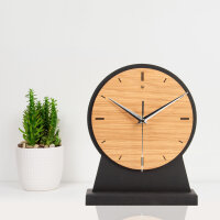 Standuhr „Timeless Brown“ aus Holz – klassisch runde Tisch-Uhr ohne Ticken