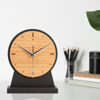 Standuhr „Timeless Brown“ aus Holz – klassisch runde Tisch-Uhr ohne Ticken
