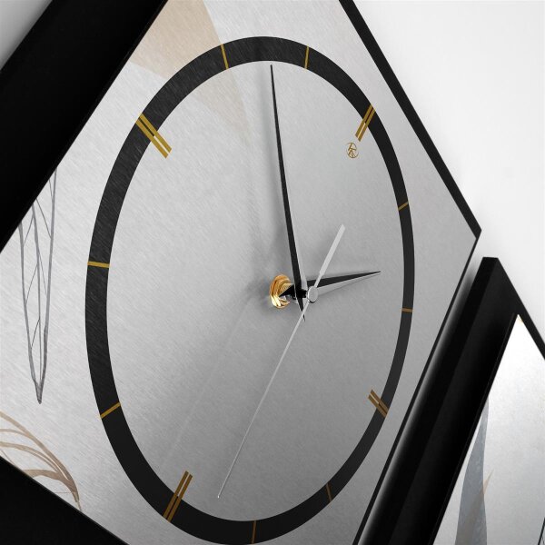 3-teilige Designer-Wanduhr „Leaves“ in modernem Metallic-Look | B-Ware