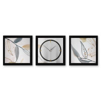3-teilige Designer-Wanduhr „Leaves“ in modernem Metallic-Look | B-Ware