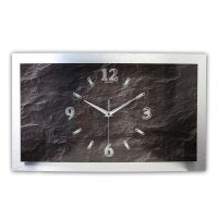 3D Wanduhr Schiefer aus geb&uuml;rstetem Aluminium mit leisem Funk- oder Quarzuhrwerk 80x40cm leises Funkuhrwerk