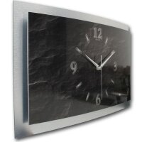 3D Wanduhr Schiefer aus geb&uuml;rstetem Aluminium mit leisem Funk- oder Quarzuhrwerk 80x40cm leises Funkuhrwerk