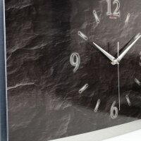 3D Wanduhr Schiefer aus geb&uuml;rstetem Aluminium mit leisem Funk- oder Quarzuhrwerk 80x40cm leises Funkuhrwerk
