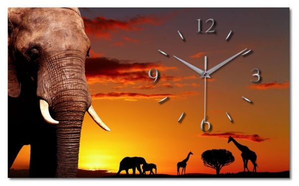 Afrika Designer-Wanduhr mit leisem Uhrwerk aus Alu