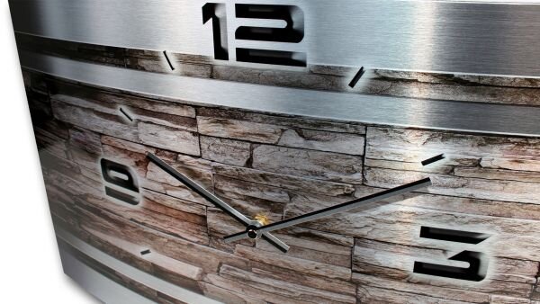 Stein Metallic Designer-Wanduhr mit leisem Uhrwerk aus Alu