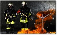 Feuerwehr Designer-Wanduhr mit leisem Uhrwerk aus Alu