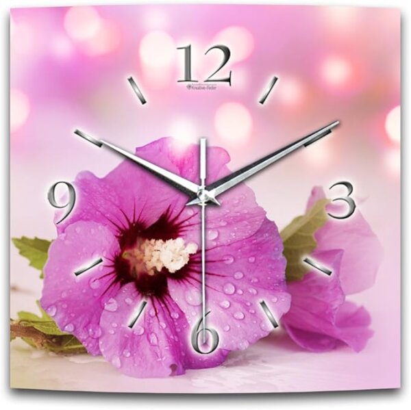 Wanduhr "Rosa Blüte" in modernem Design...