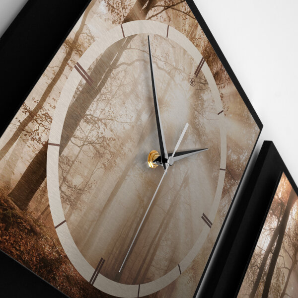 3-teilige Designer-Wanduhr &bdquo;Autumn&ldquo; in modernem Metallic-Look | B-Ware