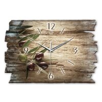 Design-Wanduhr "Oliven" aus Naturholz mit fl&uuml;sterleisem Uhrwerk | B-Ware