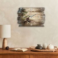 Design-Wanduhr "Oliven" aus Naturholz mit fl&uuml;sterleisem Uhrwerk | B-Ware