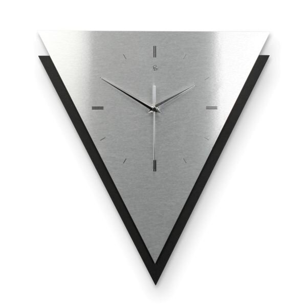 Dreieckige Designer-Wanduhr „Silver“ in...