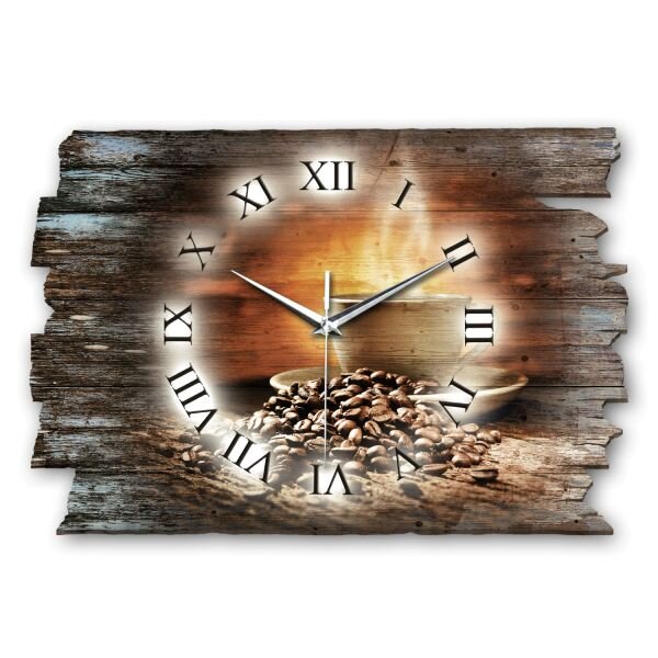 Design-Wanduhr "Kaffee" aus Naturholz mit...