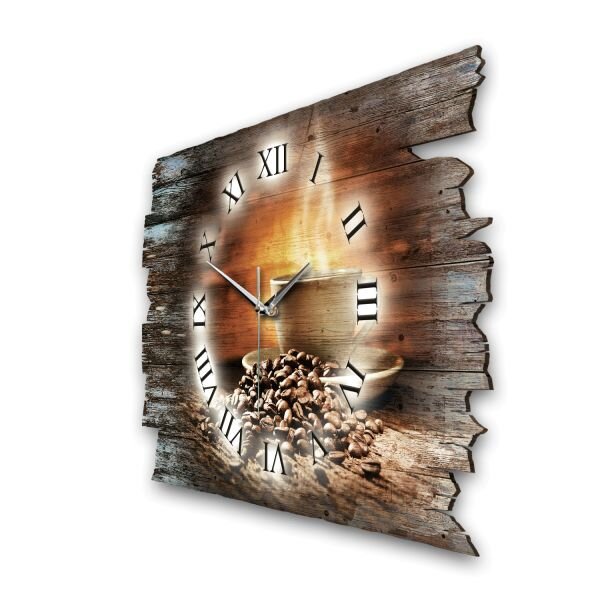 Design-Wanduhr "Kaffee" aus Naturholz mit...
