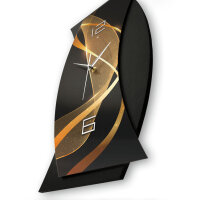 Designer-Wanduhr &bdquo;Dynamic&ldquo; in modernem Metallic-Look leises Funkuhrwerk