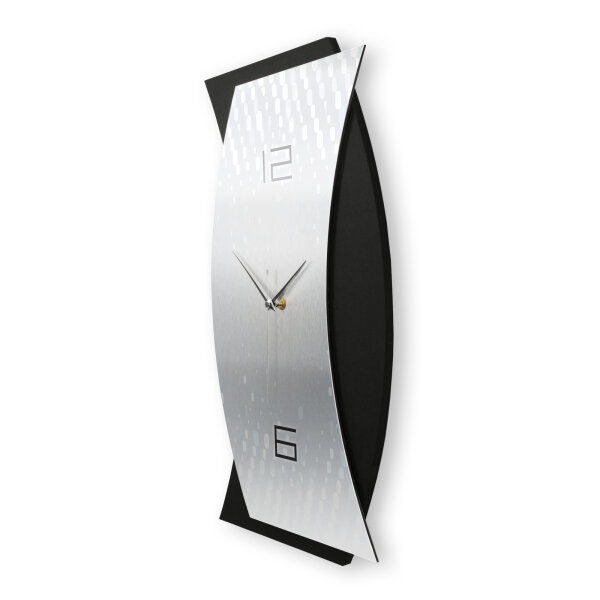 Designer-Wanduhr „Silver Light“ aus gebürstetem Alu in modernem Metallic-Look | B-Ware