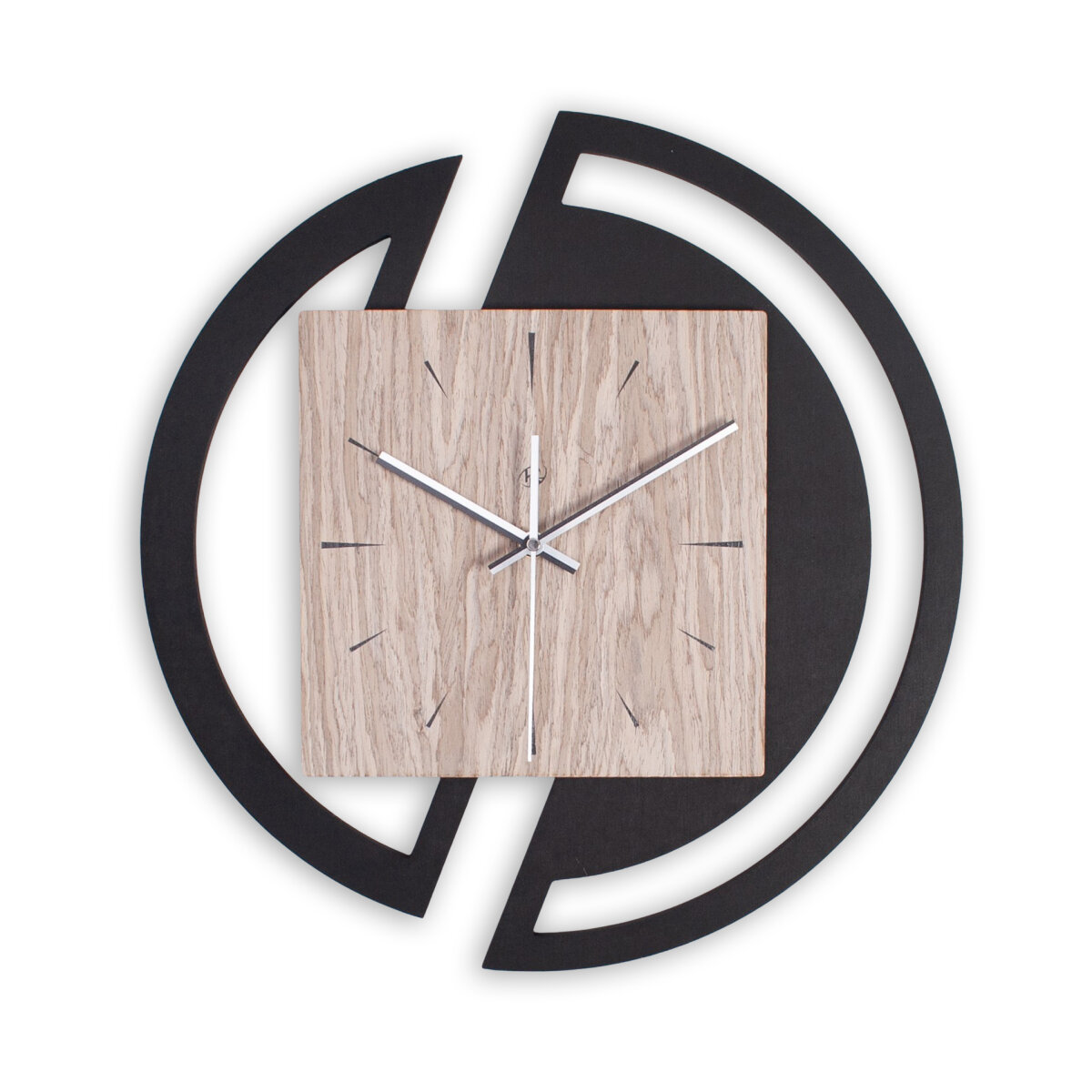 Runde Designer Wanduhr aus Holz mit stilvollem Akzent aus Graueiche-Furnier