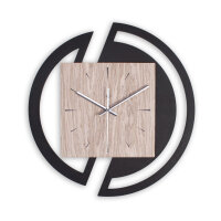 Runde Designer Wanduhr aus Holz mit stilvollem Akzent aus Graueiche-Furnier