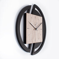 Runde Designer Wanduhr aus Holz mit stilvollem Akzent aus Graueiche-Furnier