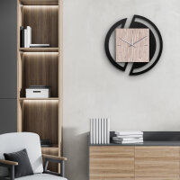Runde Designer Wanduhr aus Holz mit stilvollem Akzent aus Graueiche-Furnier