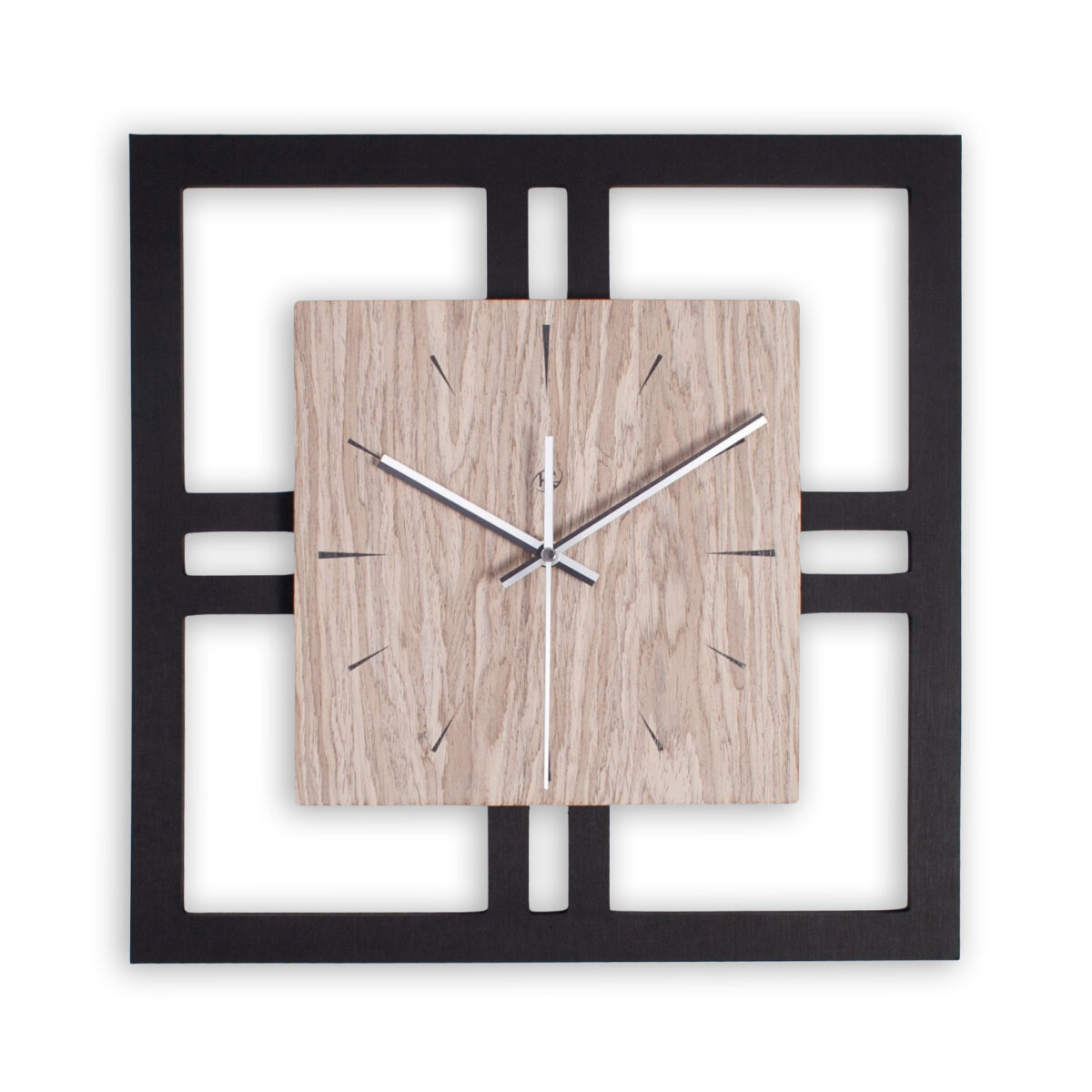 Designer Wanduhr aus Holz mit stilvollem Akzent aus Graueiche-Furnier