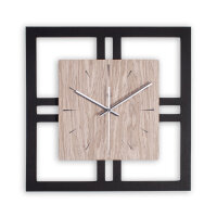 Designer Wanduhr aus Holz mit stilvollem Akzent aus Graueiche-Furnier
