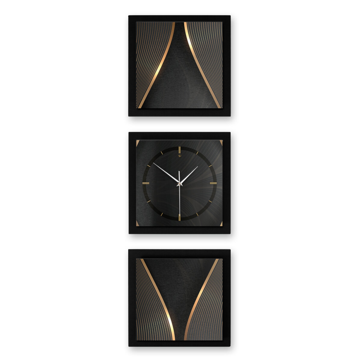 3-teilige Designer-Wanduhr „Elegance“ in modernem Metallic-Look | B-Ware