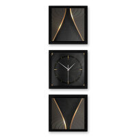 3-teilige Designer-Wanduhr „Elegance“ in modernem Metallic-Look | B-Ware