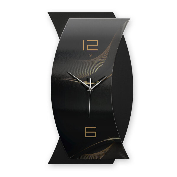 Designer-Wanduhr „Dark Waves“ in modernem Metallic-Look | B-Ware