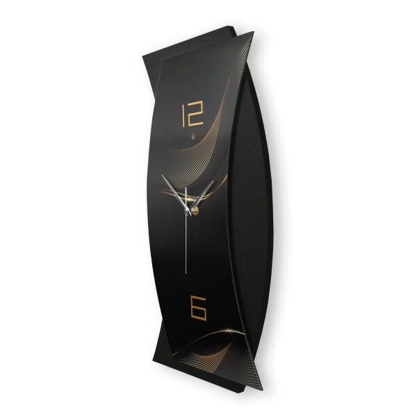 Designer-Wanduhr „Dark Waves“ in modernem Metallic-Look | B-Ware