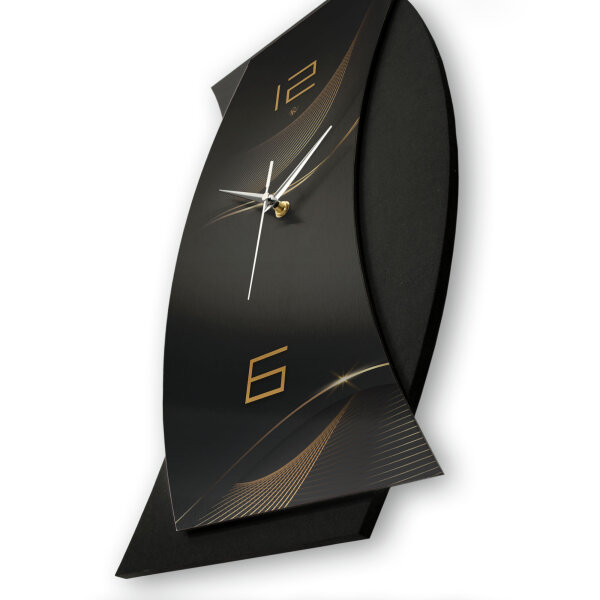 Designer-Wanduhr „Dark Waves“ in modernem Metallic-Look | B-Ware