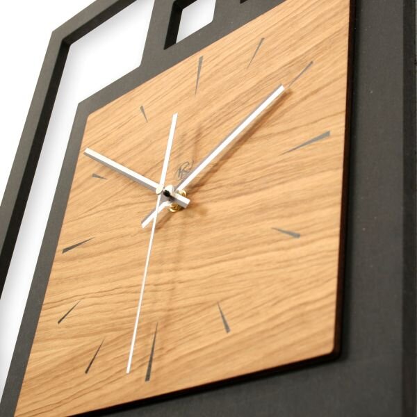 Designer Wanduhr aus Holz mit Akzent aus Eiche-Echtholzfurnier | B-Ware