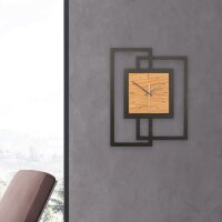 Designer Wanduhr aus Holz mit Akzent aus Eiche-Echtholzfurnier | B-Ware