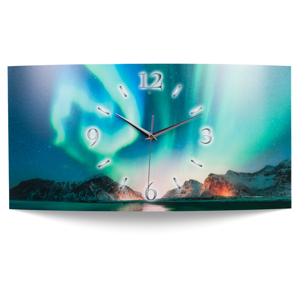 Polarlichter Designer-Wanduhr mit leisem Uhrwerk aus Alu