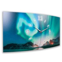 Polarlichter Designer-Wanduhr mit leisem Uhrwerk aus Alu