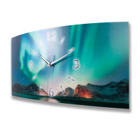 Polarlichter Designer-Wanduhr mit leisem Uhrwerk aus Alu