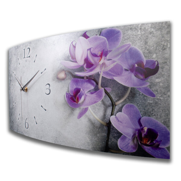 Orchidee Relax Designer-Wanduhr mit leisem Uhrwerk aus Alu