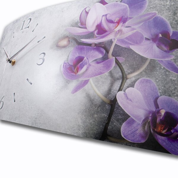 Orchidee Relax Designer-Wanduhr mit leisem Uhrwerk aus Alu